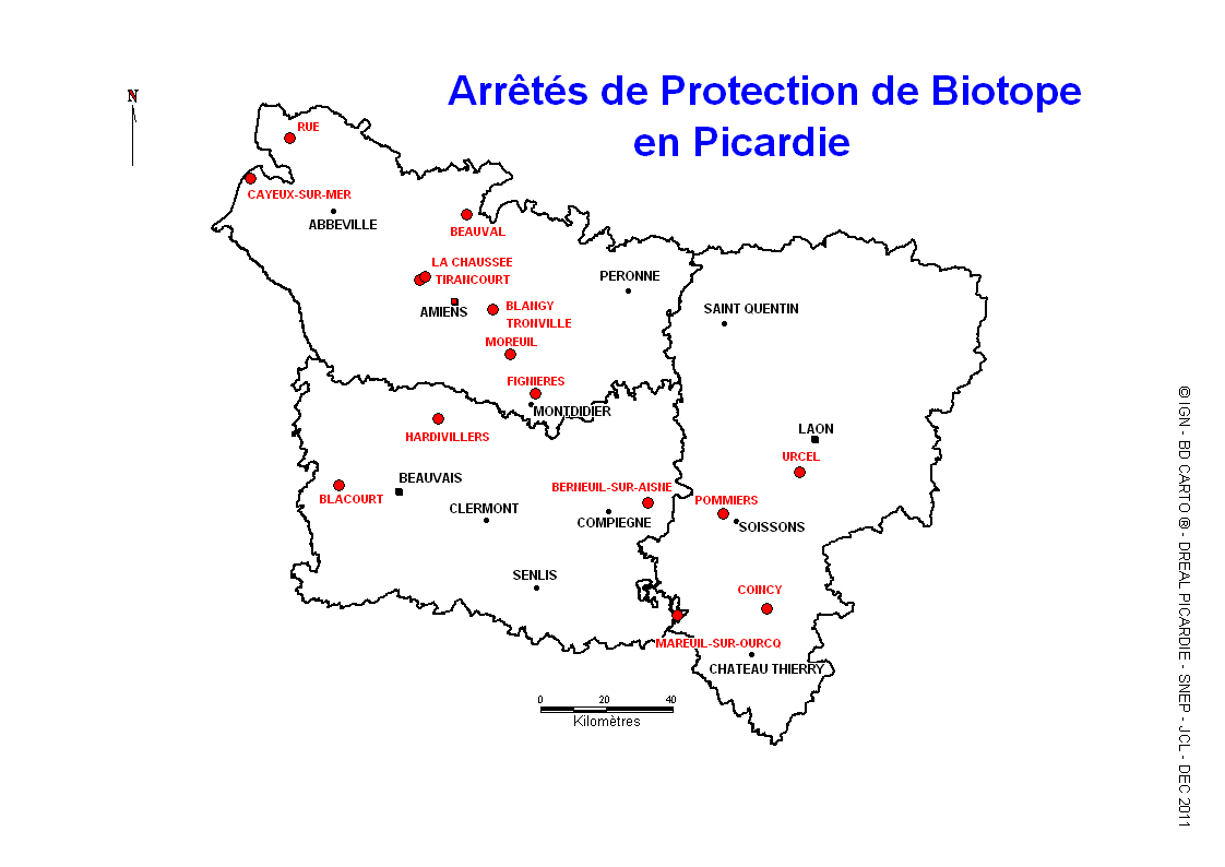 Carte des APB en Picardie